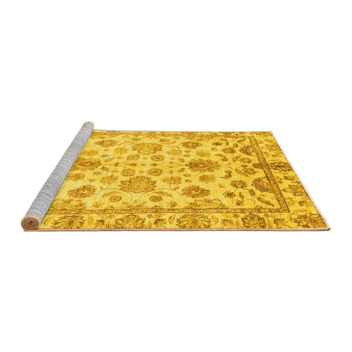 Sideview of Machine Washable Oriental Yellow Traditional Rug, wshabs3014yw