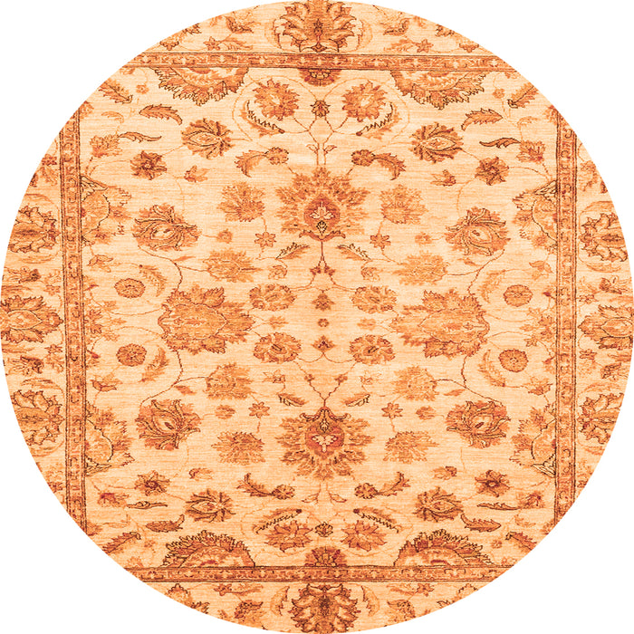 Round Oriental Orange Traditional Rug, abs3014org