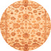 Round Oriental Orange Traditional Rug, abs3014org