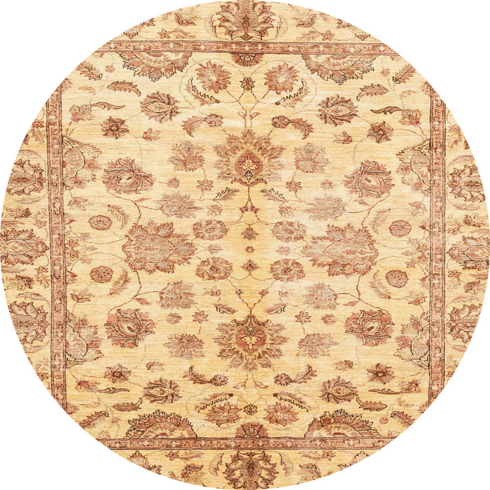 Round Machine Washable Abstract Mustard Yellow Rug, wshabs3014