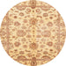 Round Machine Washable Abstract Mustard Yellow Rug, wshabs3014