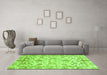 Machine Washable Oriental Green Traditional Area Rugs in a Living Room,, wshabs3014grn