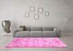 Machine Washable Oriental Pink Traditional Rug in a Living Room, wshabs3014pnk