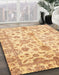 Machine Washable Abstract Mustard Yellow Rug in a Family Room, wshabs3014