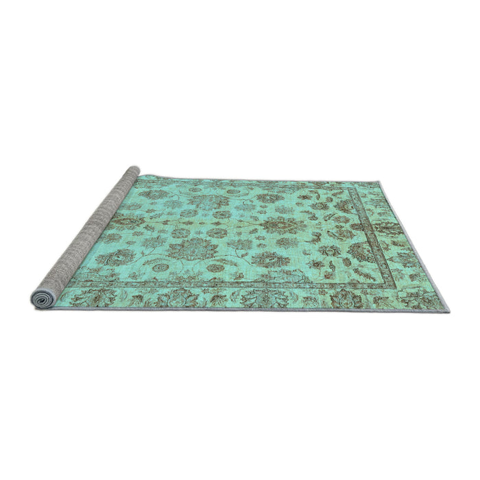 Sideview of Machine Washable Oriental Light Blue Traditional Rug, wshabs3014lblu