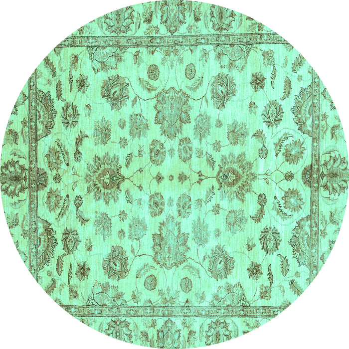 Round Oriental Turquoise Traditional Rug, abs3014turq