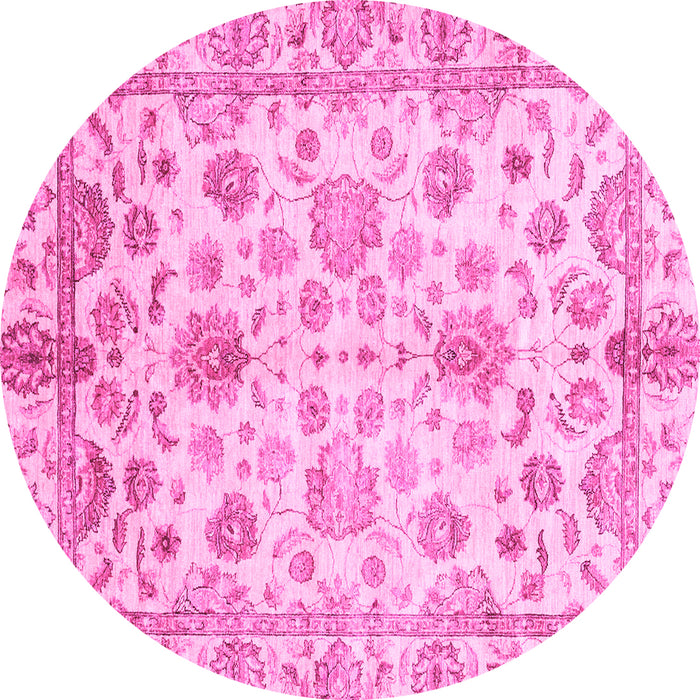 Round Oriental Pink Traditional Rug, abs3014pnk