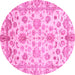 Round Oriental Pink Traditional Rug, abs3014pnk