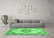 Machine Washable Abstract Emerald Green Modern Area Rugs in a Living Room,, wshabs3015emgrn