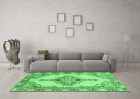 Machine Washable Abstract Emerald Green Modern Rug, wshabs3015emgrn