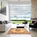 Square Abstract Orange Modern Rug in a Living Room, abs3015