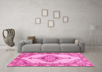 Machine Washable Abstract Pink Modern Rug, wshabs3015pnk