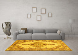 Machine Washable Abstract Yellow Modern Rug in a Living Room, wshabs3015yw