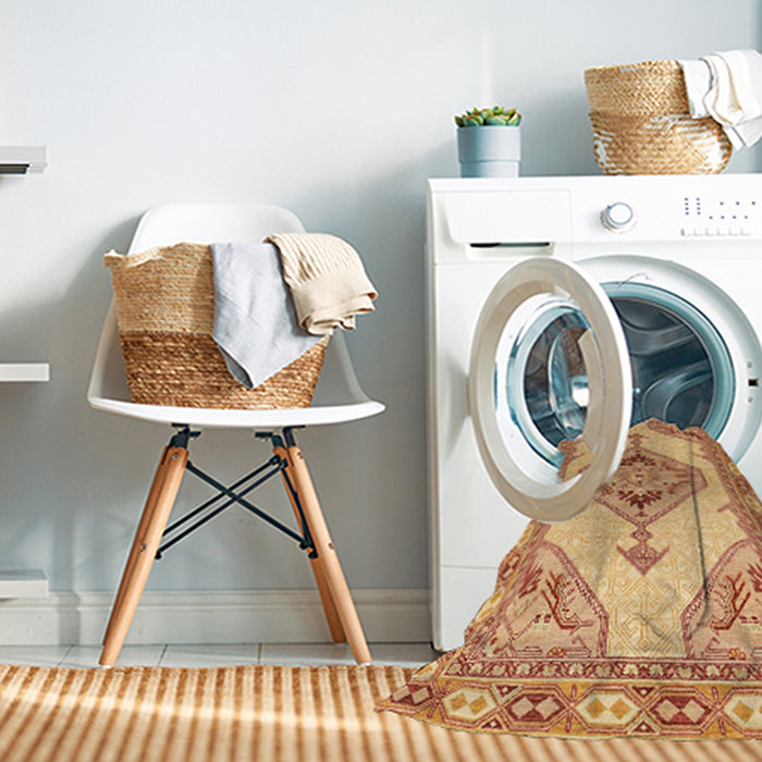 Machine Washable Abstract Orange Rug in a Washing Machine, wshabs3015