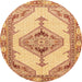 Round Abstract Orange Modern Rug, abs3015