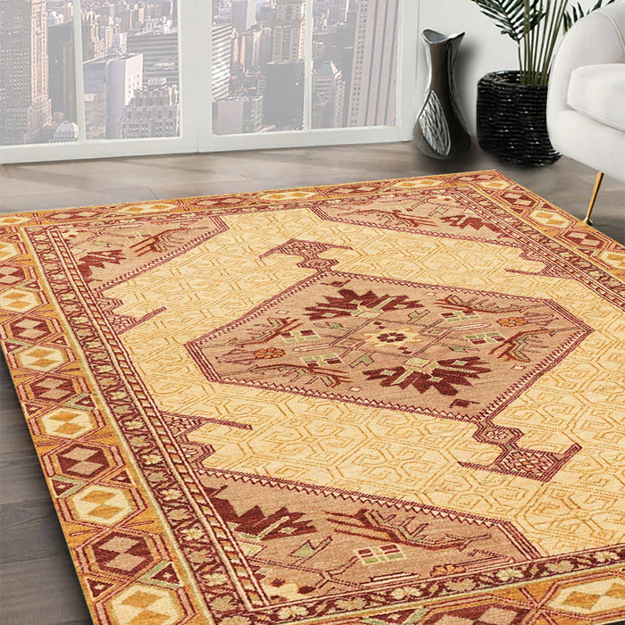 Abstract Orange Modern Rug in Family Room, abs3015