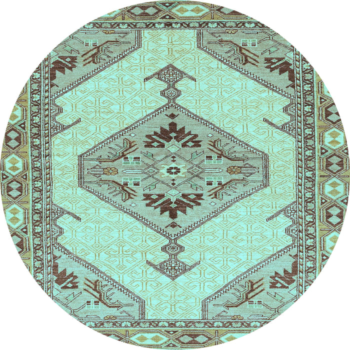 Round Abstract Light Blue Modern Rug, abs3015lblu