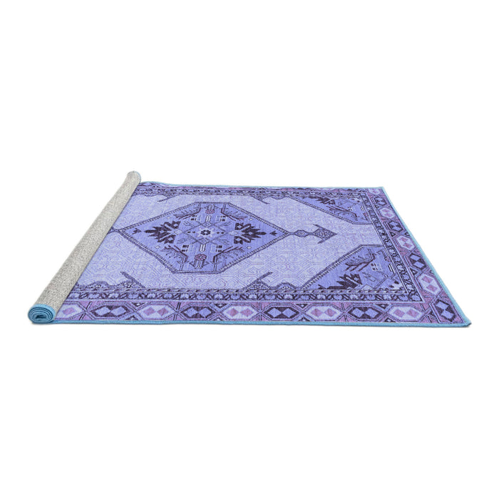 Sideview of Machine Washable Abstract Blue Modern Rug, wshabs3015blu