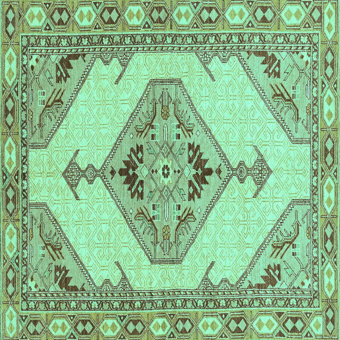 Square Abstract Turquoise Modern Rug, abs3015turq