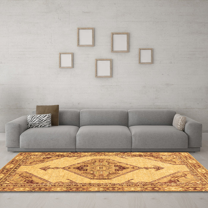 Machine Washable Abstract Brown Modern Rug in a Living Room,, wshabs3015brn