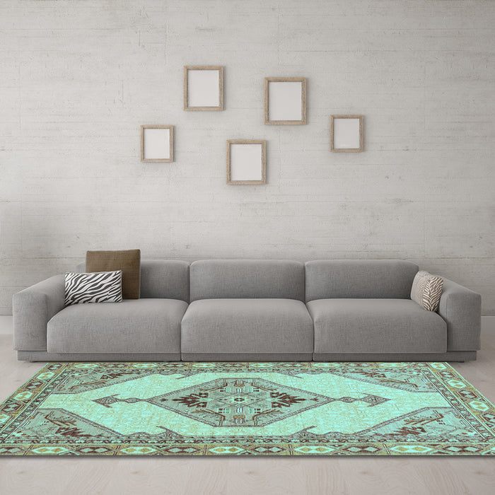 Machine Washable Abstract Light Blue Modern Rug in a Living Room, wshabs3015lblu