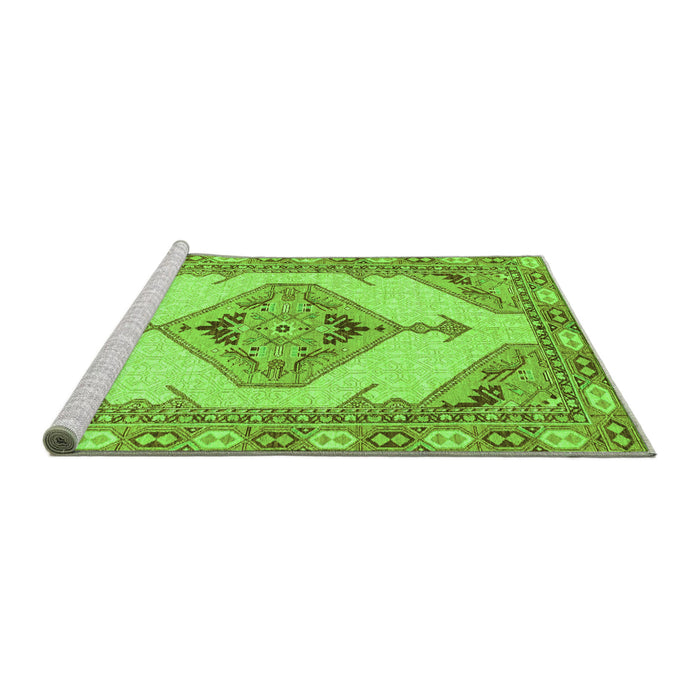 Sideview of Machine Washable Abstract Green Modern Area Rugs, wshabs3015grn