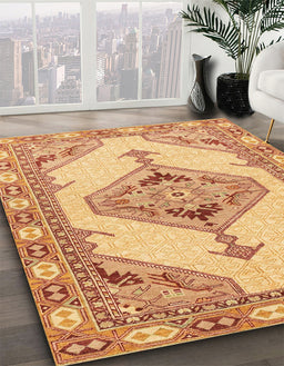 Machine Washable Abstract Orange Rug in a Family Room, wshabs3015