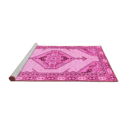 Sideview of Machine Washable Abstract Pink Modern Rug, wshabs3015pnk
