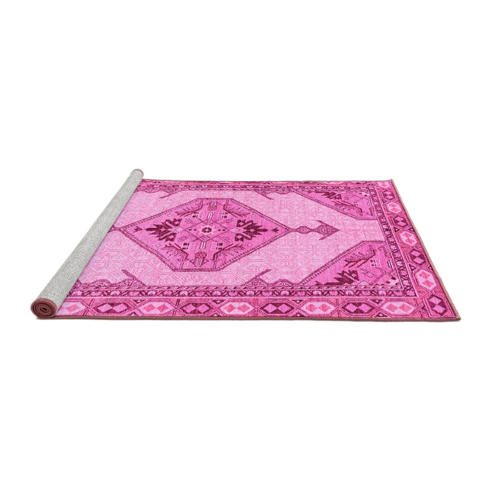 Sideview of Machine Washable Abstract Pink Modern Rug, wshabs3015pnk
