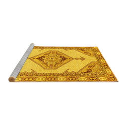 Sideview of Machine Washable Abstract Yellow Modern Rug, wshabs3015yw