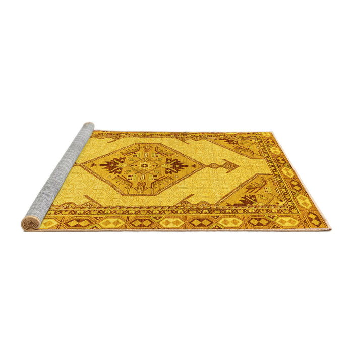 Sideview of Machine Washable Abstract Yellow Modern Rug, wshabs3015yw