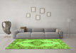 Machine Washable Abstract Green Modern Area Rugs in a Living Room,, wshabs3015grn