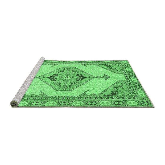Sideview of Machine Washable Abstract Emerald Green Modern Area Rugs, wshabs3015emgrn