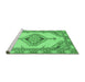 Sideview of Machine Washable Abstract Emerald Green Modern Area Rugs, wshabs3015emgrn