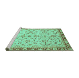 Sideview of Machine Washable Oriental Turquoise Traditional Area Rugs, wshabs3016turq