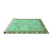 Sideview of Machine Washable Oriental Turquoise Traditional Area Rugs, wshabs3016turq