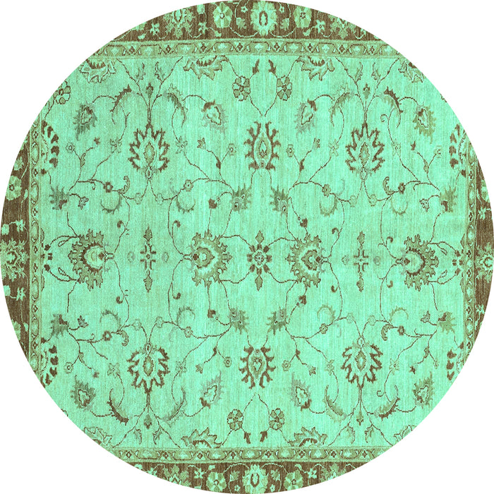 Round Oriental Turquoise Traditional Rug, abs3016turq