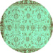 Round Oriental Turquoise Traditional Rug, abs3016turq