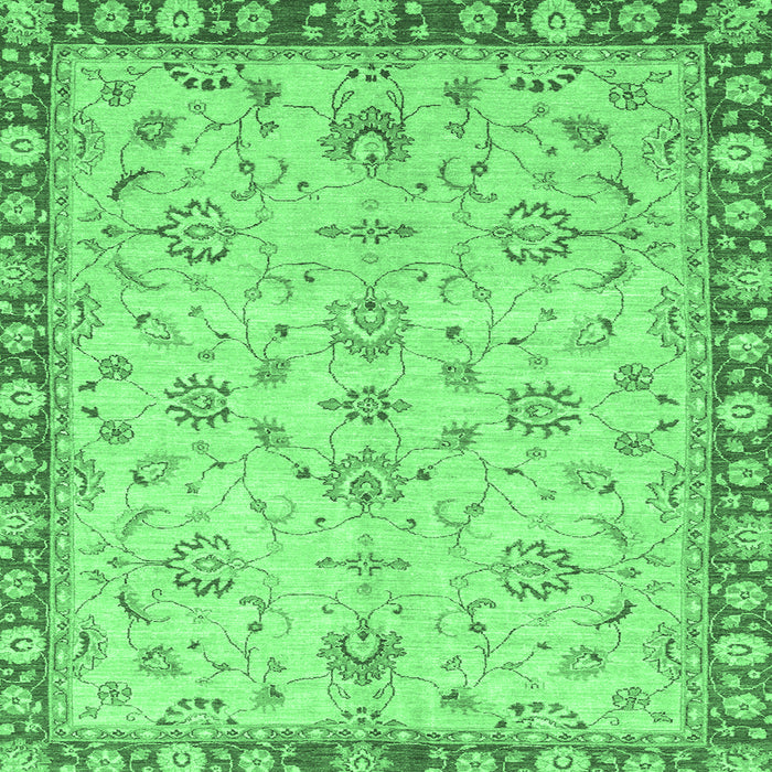 Square Oriental Emerald Green Traditional Rug, abs3016emgrn