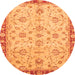 Round Machine Washable Oriental Orange Traditional Area Rugs, wshabs3016org