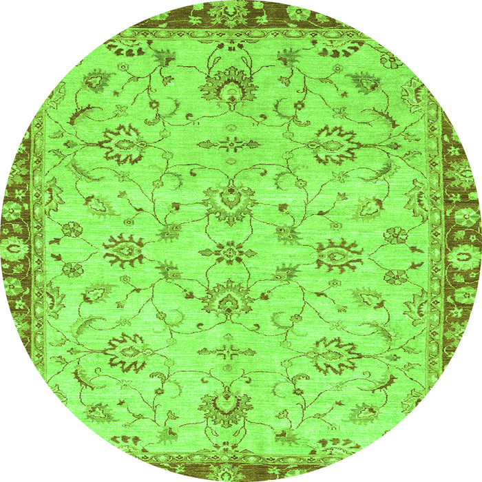 Round Oriental Green Traditional Rug, abs3016grn