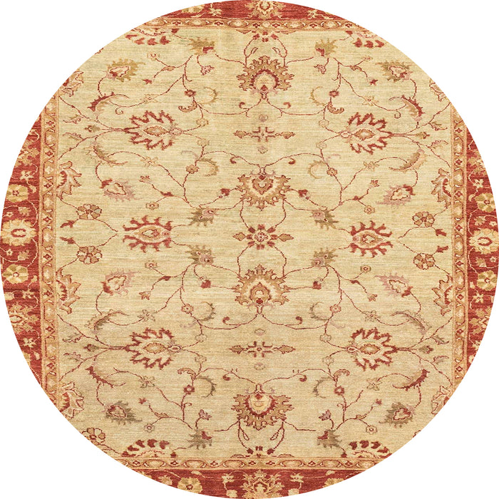 Round Abstract Orange Oriental Rug, abs3016