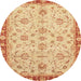 Round Abstract Orange Oriental Rug, abs3016