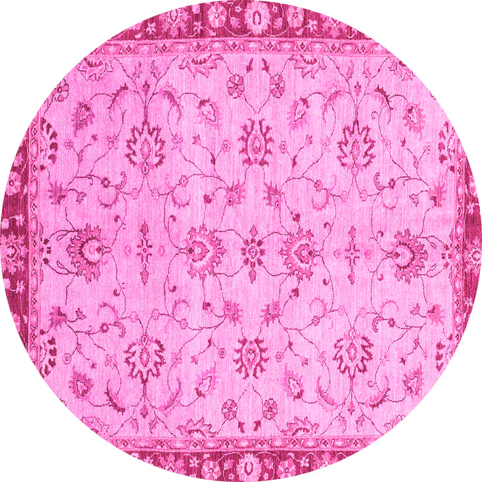 Round Oriental Pink Traditional Rug, abs3016pnk