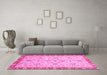 Machine Washable Oriental Pink Traditional Rug in a Living Room, wshabs3016pnk