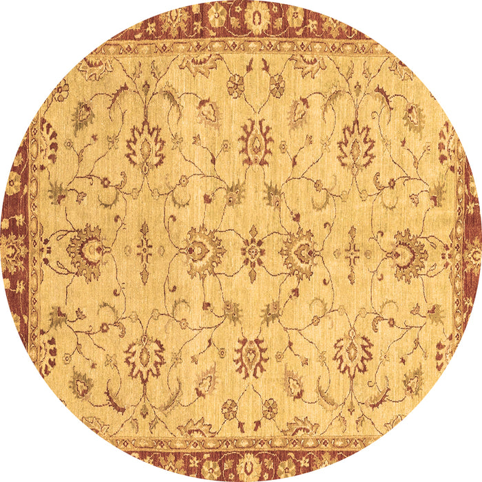 Round Oriental Brown Traditional Rug, abs3016brn