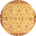 Round Oriental Brown Traditional Rug, abs3016brn