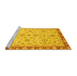 Sideview of Machine Washable Oriental Yellow Traditional Rug, wshabs3016yw