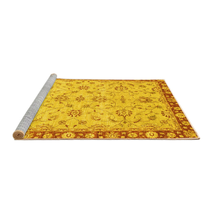 Sideview of Machine Washable Oriental Yellow Traditional Rug, wshabs3016yw