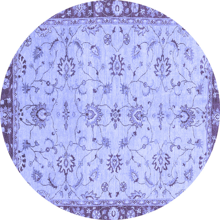 Round Machine Washable Oriental Blue Traditional Rug, wshabs3016blu